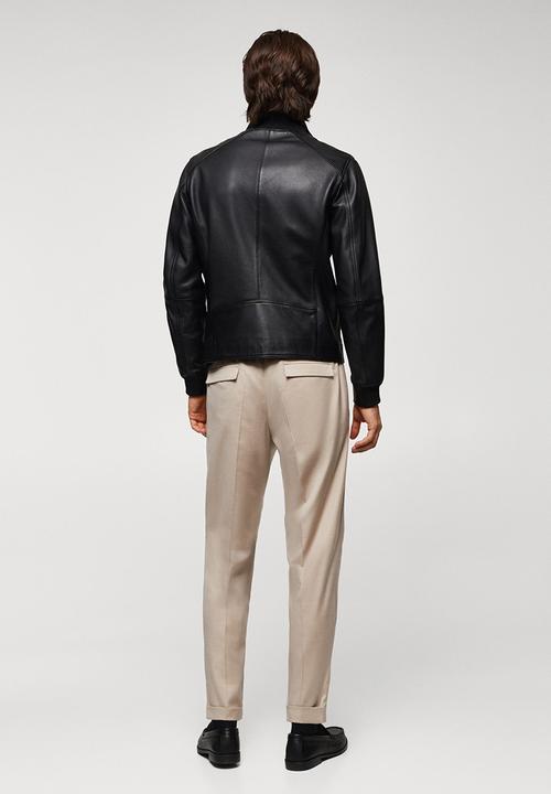 MANGO - Rocky 100% nappa leather jacket - black
