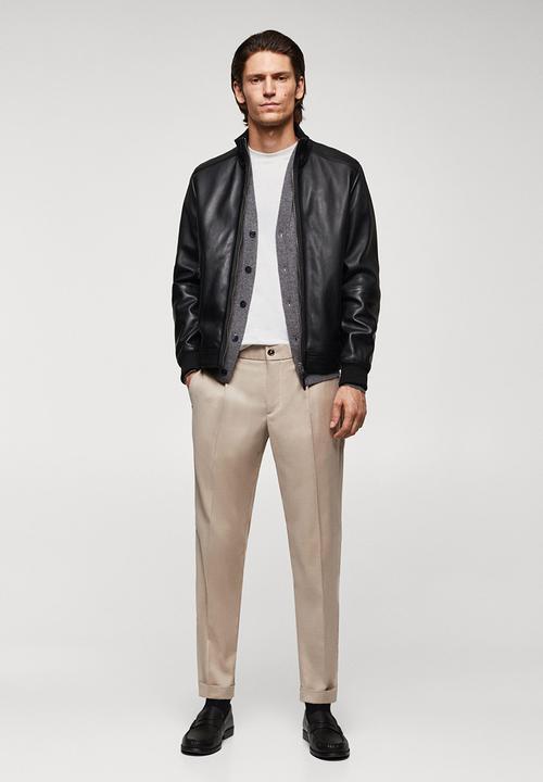 MANGO - Rocky 100% nappa leather jacket - black