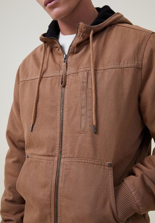 Cotton On - Hooded carpenter jacket - tobacco 