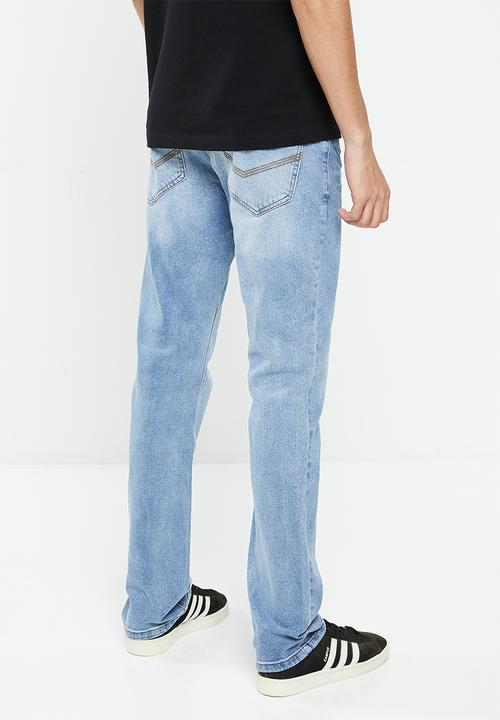 Aca Joe - Mens aca joe stretch denim straight leg jeans - light blue wash