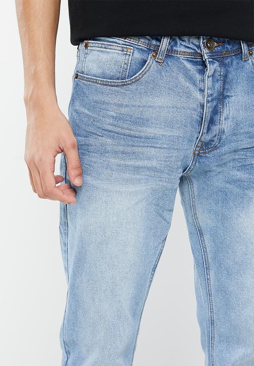 Aca Joe - Mens aca joe stretch denim straight leg jeans - light blue wash