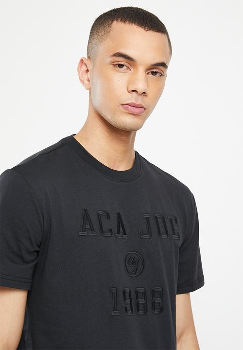 Aca Joe - Mens aca joe tonal embroidery crew tee short sleeve - caviar