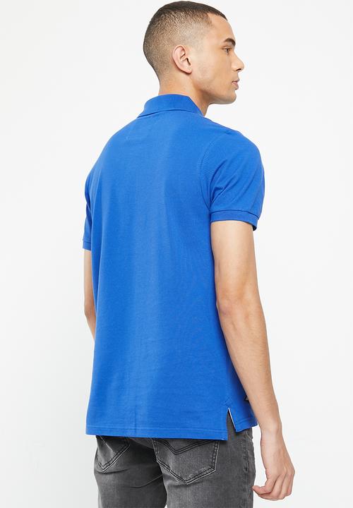 Aca Joe - Mens aca joe pique regular fit logo embroidery golfer - blue lolite