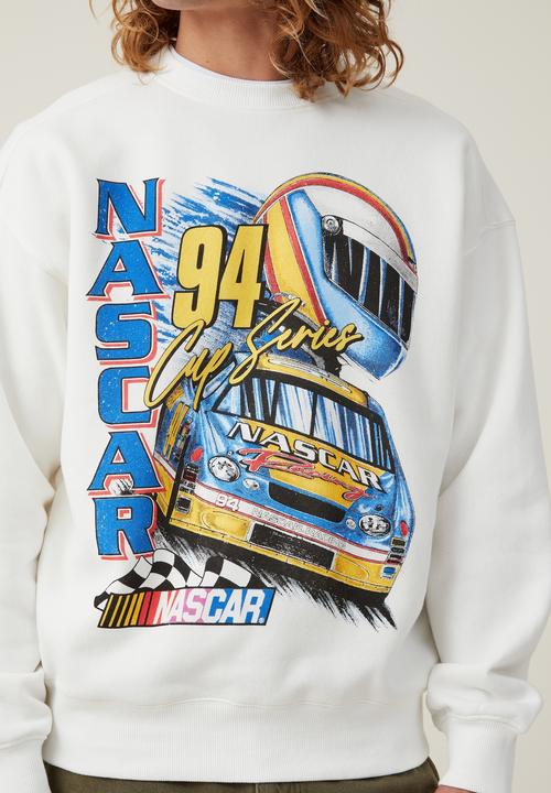 Cotton On - Nascar oversized fleece sweater - vintage white 