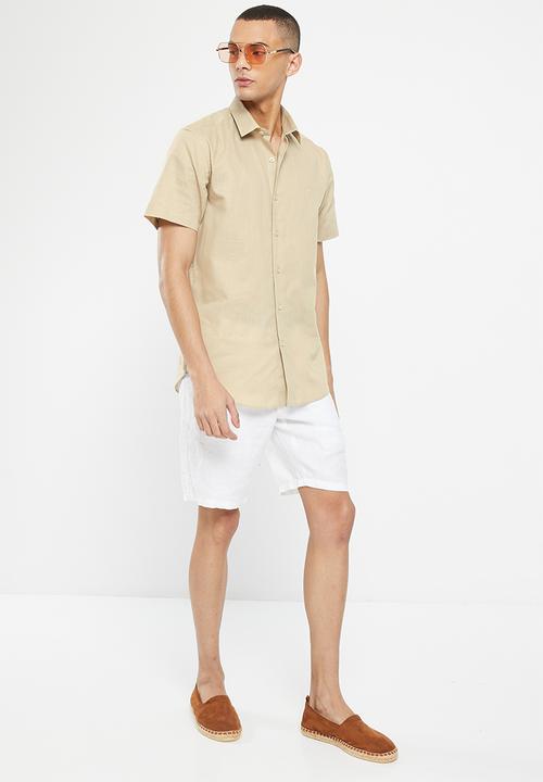 Pierre Cardin - Athens short sleeve smart shirt - stone 