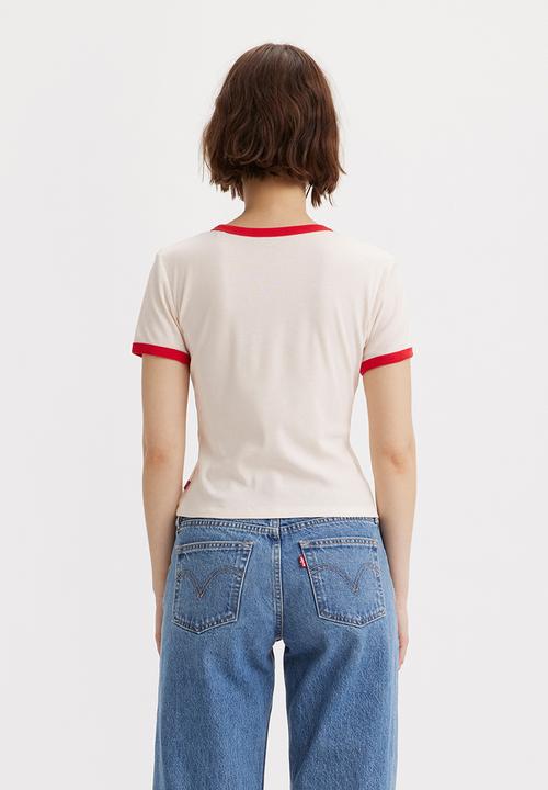 Levi’s® - Graphic ringer rickie za headline logo stripe - gardenia/racing red