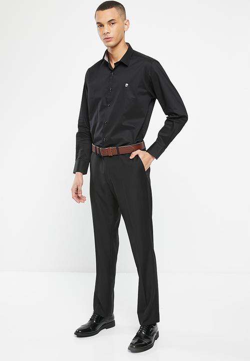 Pierre Cardin - Plain stretch formal shirt - black 