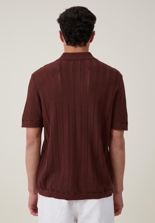 Cotton On - Pablo short sleeve shirt - brown ladder 