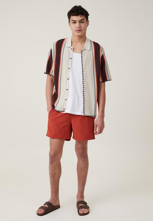 Cotton On - Pablo short sleeve shirt - stone vert stripe 