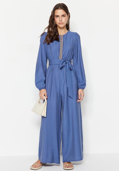 Trendyol - Modest long sleeve wide leg jumpsuit - dark blue