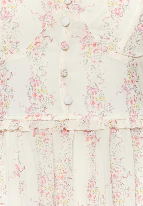 Trendyol - Strappy floral mini dress - ecru
