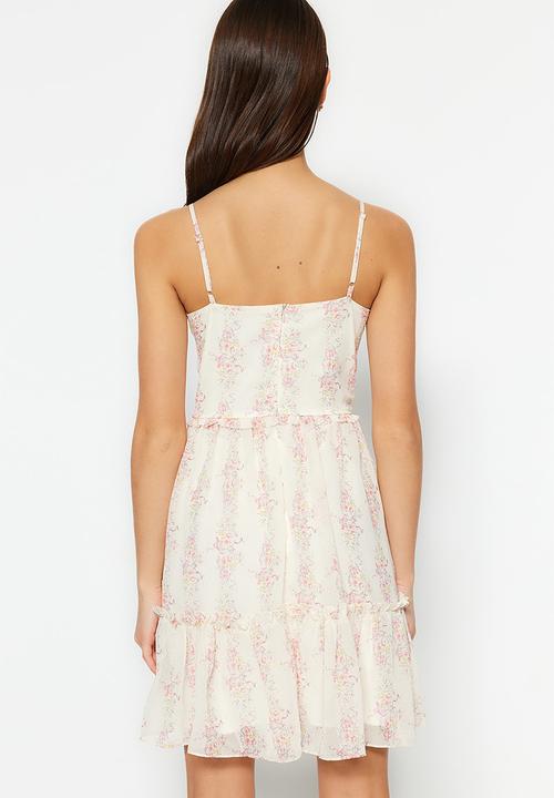 Trendyol - Strappy floral mini dress - ecru