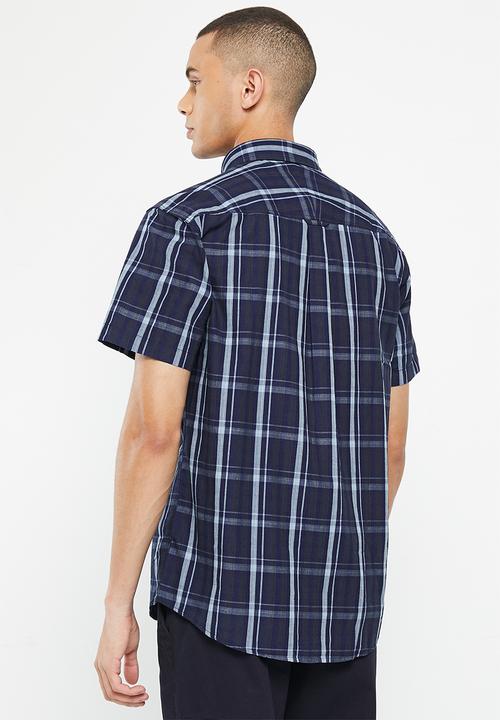 JEEP - Short sleeve yd check shirt - blue check-jeep