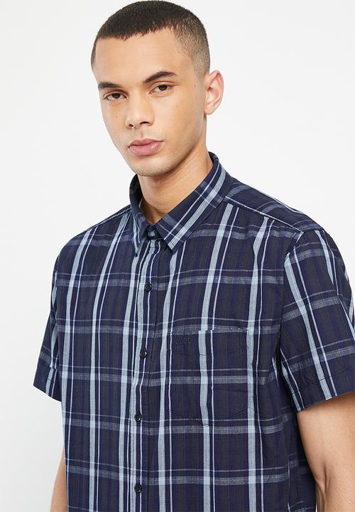 JEEP - Short sleeve yd check shirt - blue check-jeep