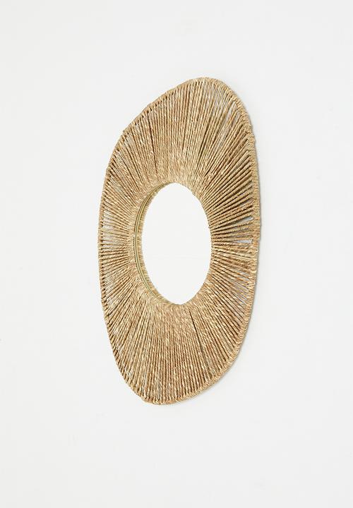 H&M - Large seagrass-framed mirror - beige