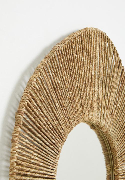 H&M - Large seagrass-framed mirror - beige