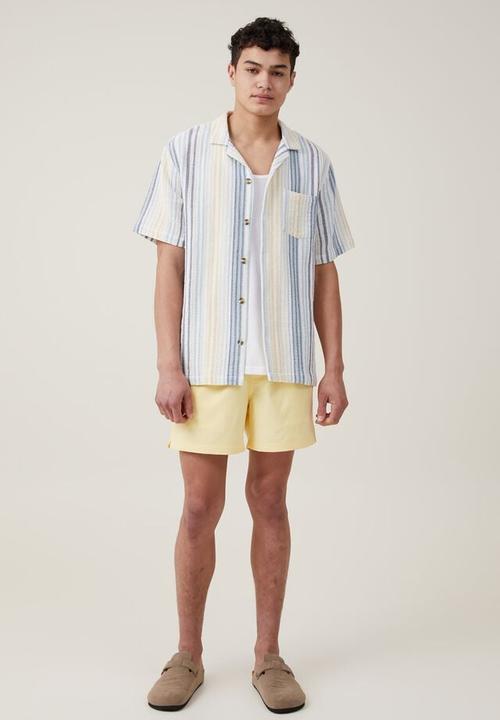 Cotton On - Palma short sleeve shirt - blue busy stripe