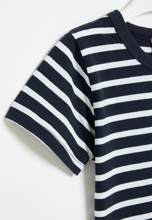 Pop Candy - Stripe tee - navy & white