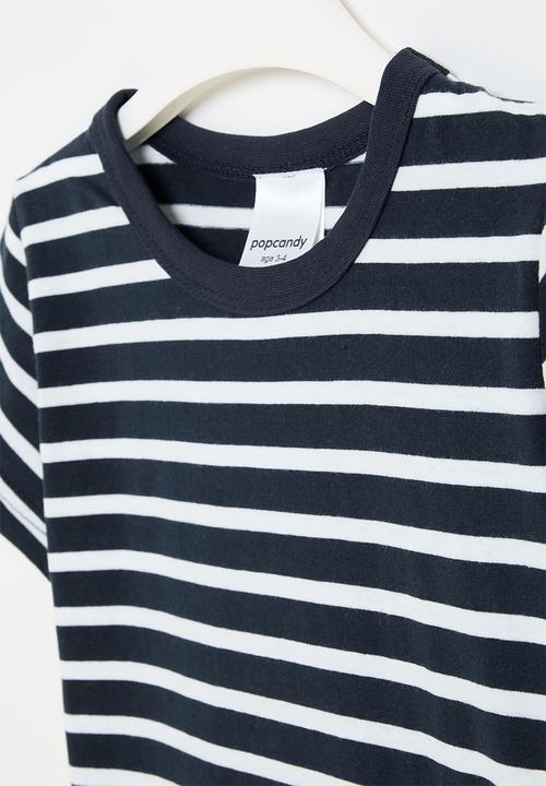 Pop Candy - Stripe tee - navy & white