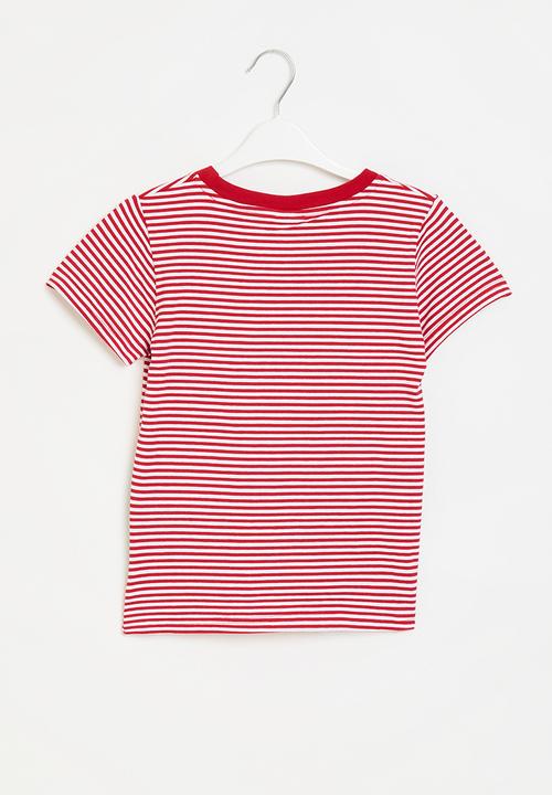 Pop Candy - Stripe tee - red & white