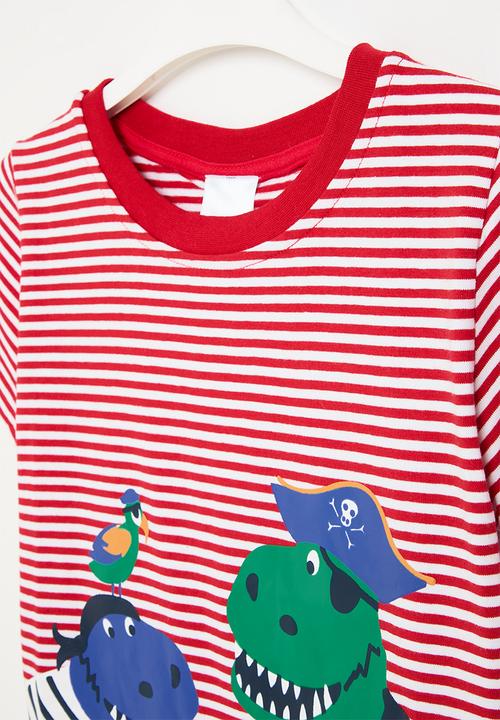 Pop Candy - Stripe tee - red & white