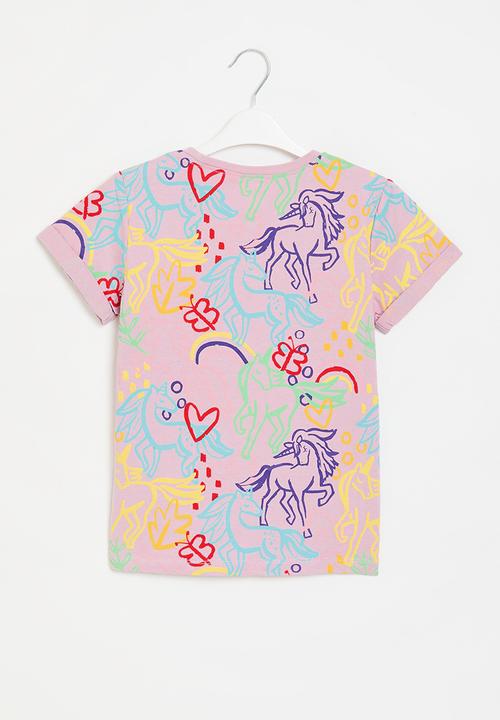 Pop Candy - Unicorn print tee - purple multi