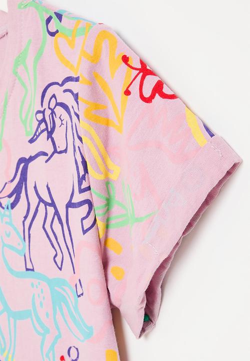 Pop Candy - Unicorn print tee - purple multi