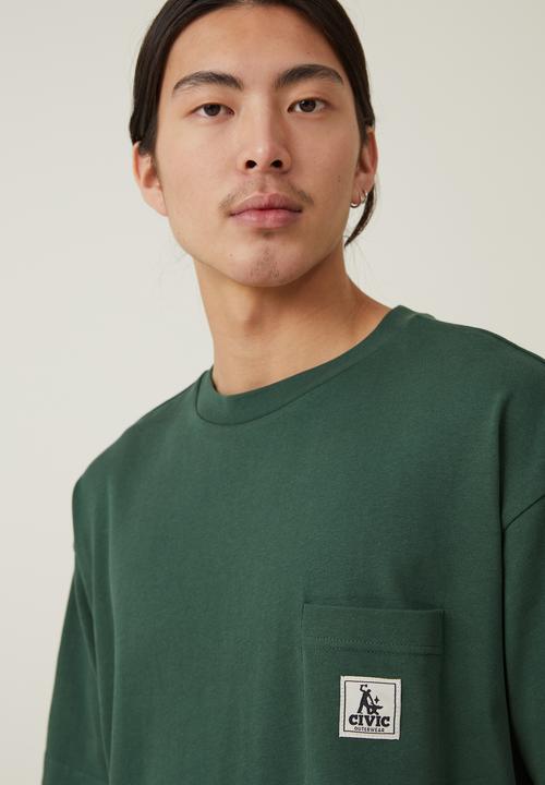 Cotton On - Box fit pocket T-shirt - amazon/civic outerwear