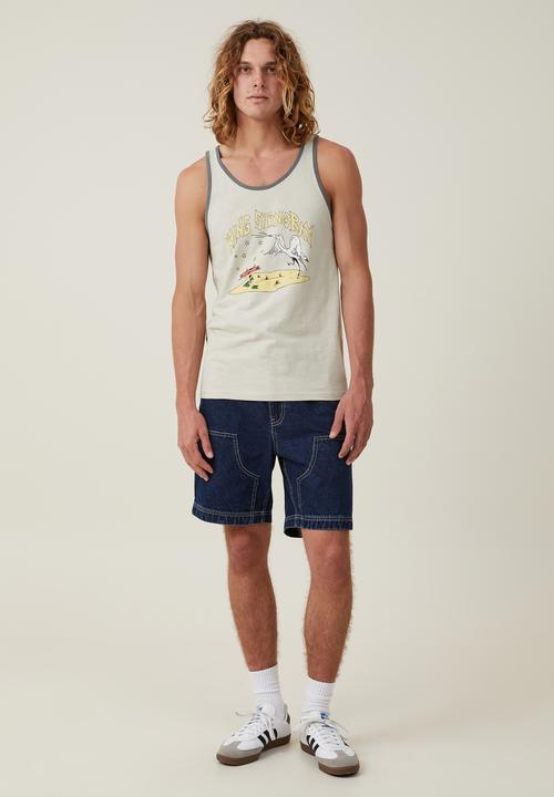 Cotton On - King stringray ringer tank - lcn ksr ivory/bird