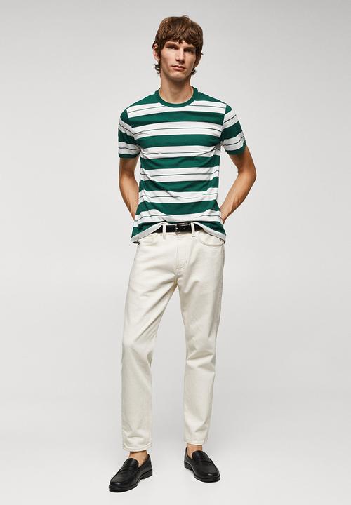 MANGO - T-shirt rayas-h - bright green 