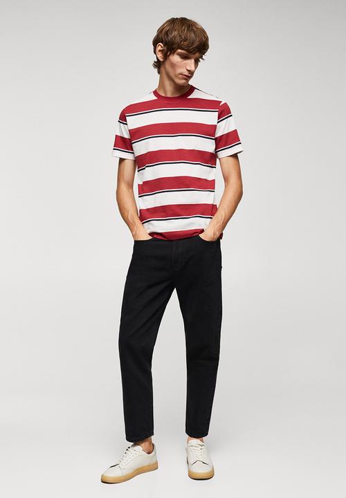 MANGO - T-shirt rayas-h - red