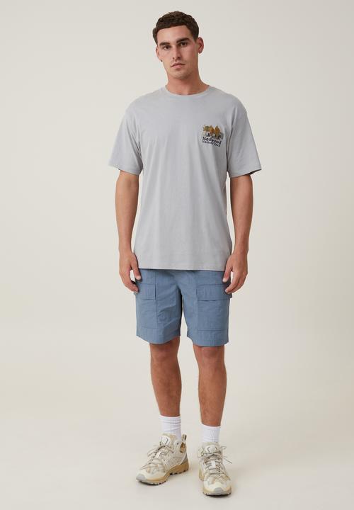 Cotton On - Loose fit art T-shirt - blue haze/redwoods