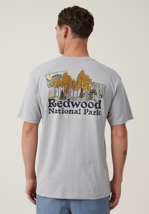 Cotton On - Loose fit art T-shirt - blue haze/redwoods
