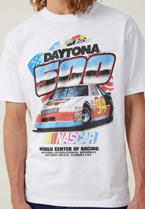 Cotton On - Nascar loose fit T-shirt - lcn ncr white/daytona 500
