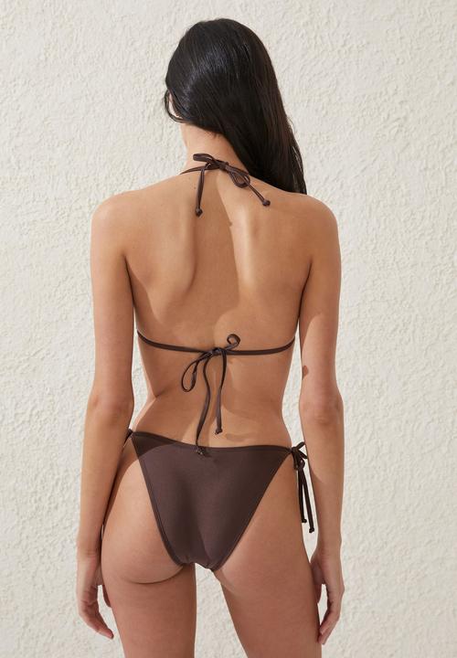 Cotton On - Slider triangle bikini top - brownie shimmer