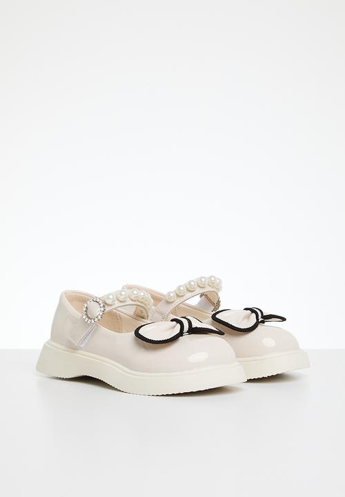 Pop Candy - Maryjanes with bow - off white