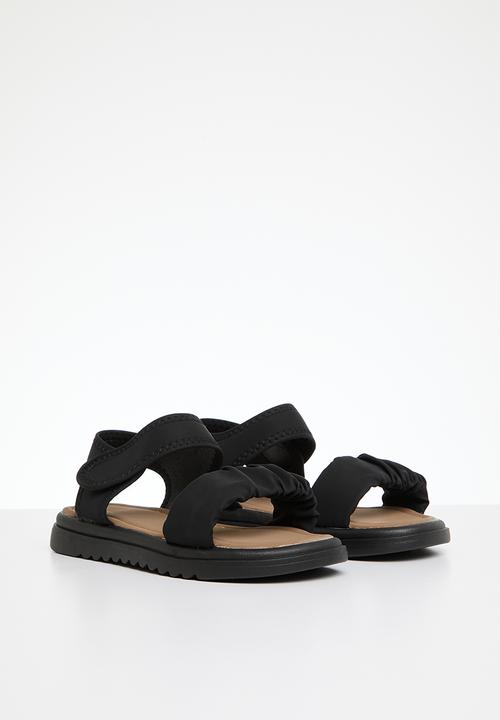 Pop Candy - Girls rouched sandals - black