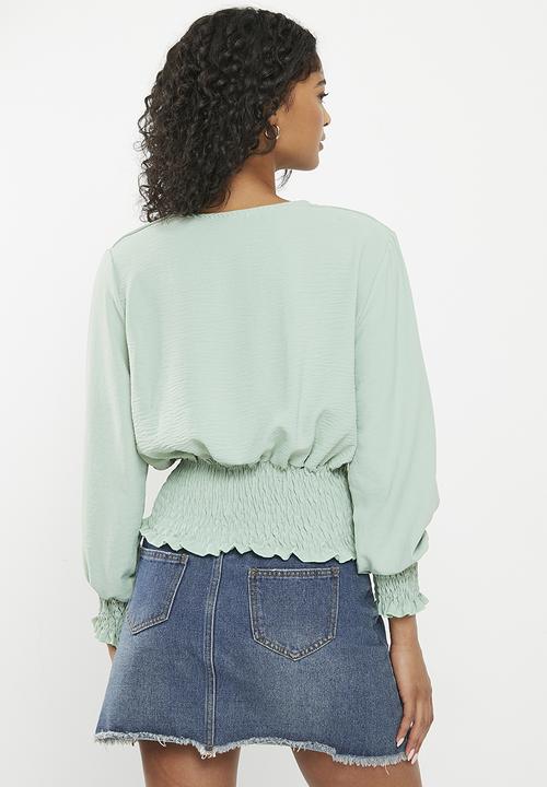 HAILYS - V-neck cross blouse - jade