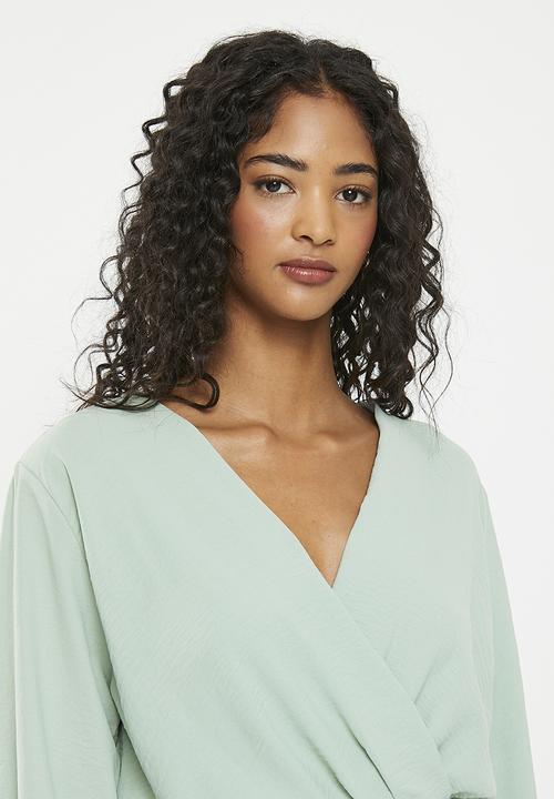 HAILYS - V-neck cross blouse - jade