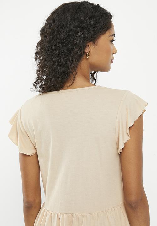 HAILYS - Short sleeve panelled dress - beige