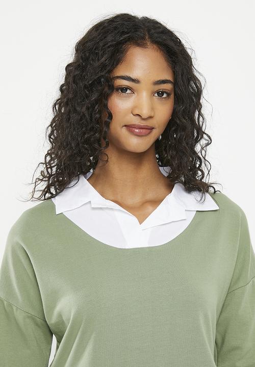 HAILYS - Collared multi blouse - basil