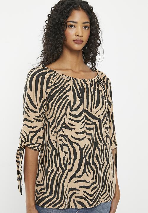 HAILYS - 1/2 Sleeve t-shirt - beige zebra