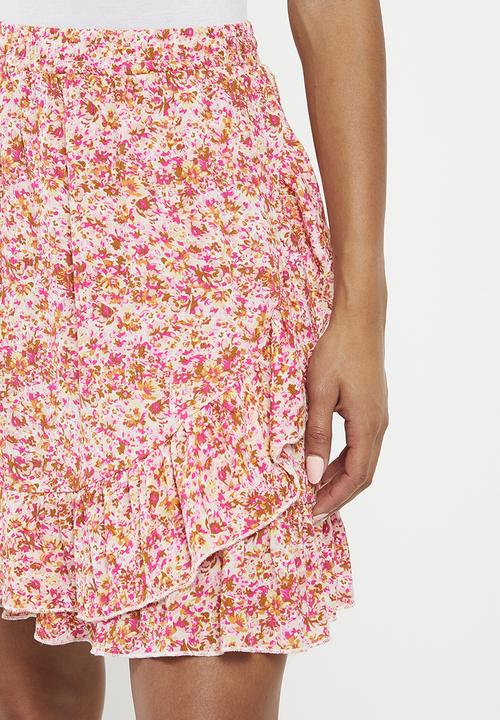 HAILYS - Frill trim midi skirt - rose flower