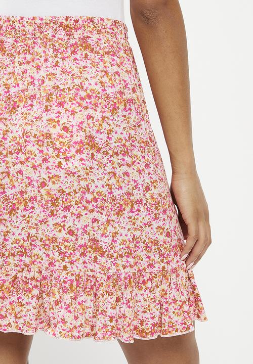 HAILYS - Frill trim midi skirt - rose flower