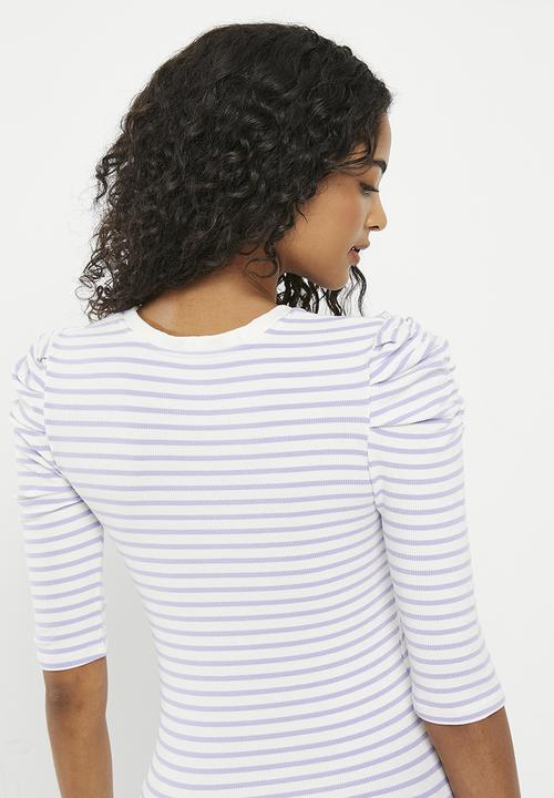 HAILYS - 1/2 Sleeve T-shirt - lavendar stripe