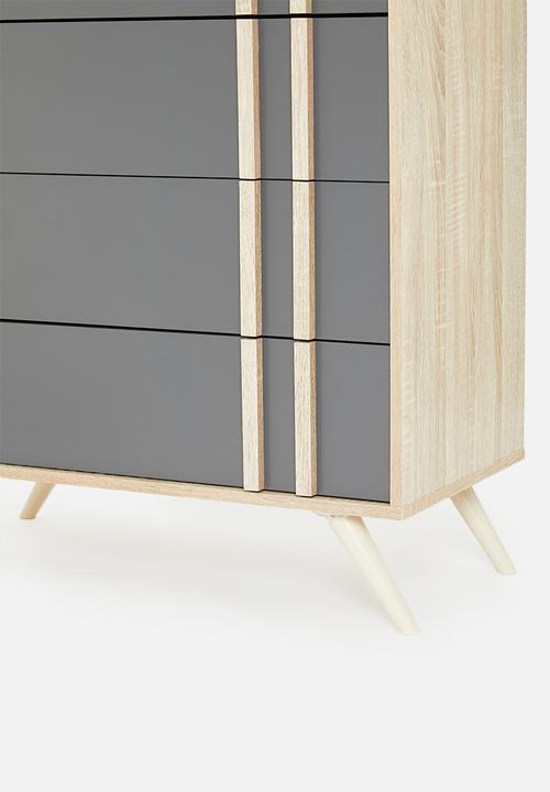 Sixth Floor - Cara 5 drawers - grey