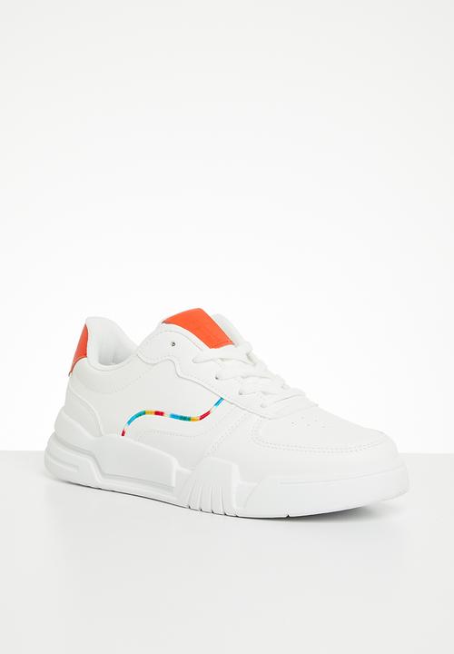 Tom Tom - Chunky sole lace up sneaker - white/orange