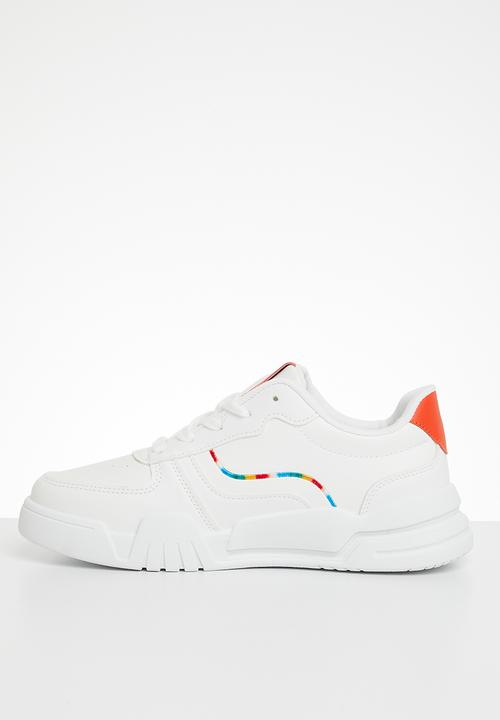Tom Tom - Chunky sole lace up sneaker - white/orange