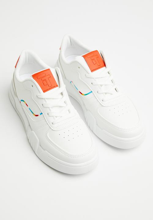Tom Tom - Chunky sole lace up sneaker - white/orange