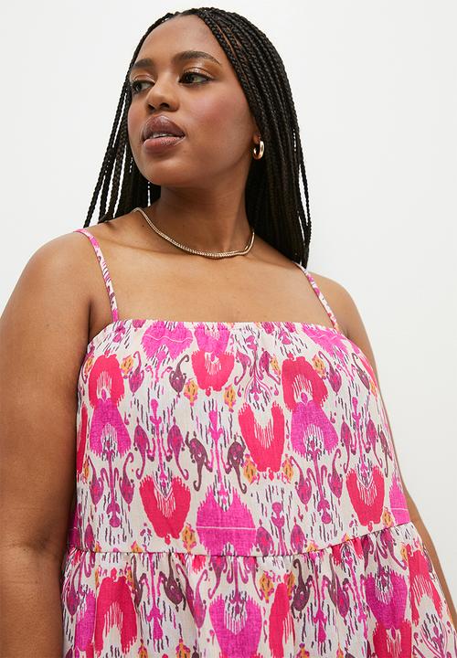 Superbalist - Tiered babydoll mini dress- distressed ikat print